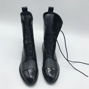 2020 New British Martin boots womens flat heel casual autumn/winter ankle boots round toe chunky front lace-up ankle boots