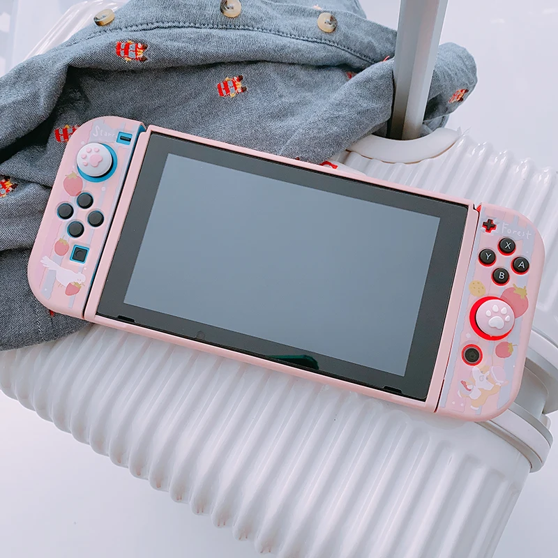 STARRY FOREST Милый мягкий розовый чехол с рисунком клубники и корги для Nintendo Switch