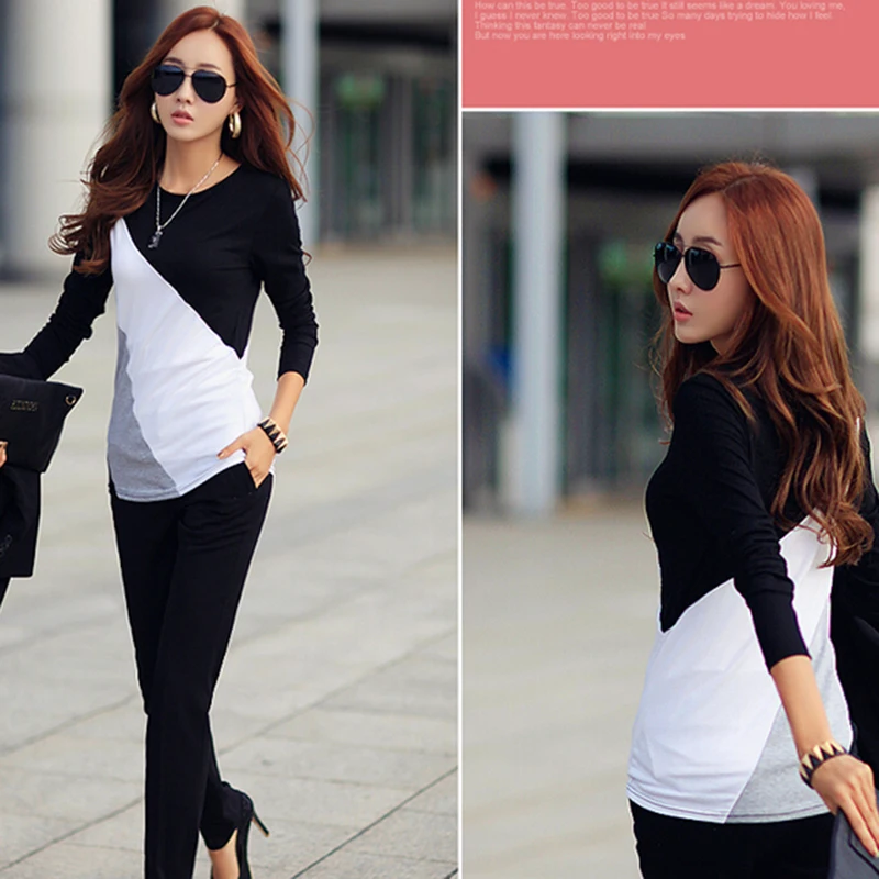 

Spring New Fashion Womens Shirt Tops Blouses Casual Long Sleeve O Neck Patchwork Ladies Blouse Shirts Clothes Plus Size