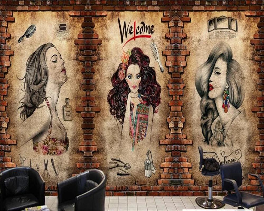 Пользовательские обои 3d ностальгические ретро макияж салон красоты