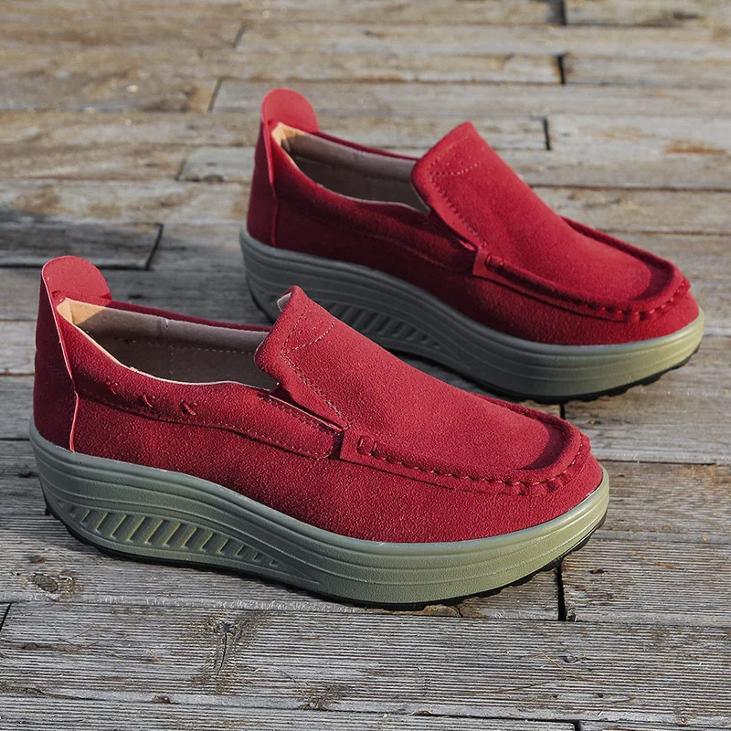 Кроссовки женские из натуральной кожи без шнуровки на танкетке 5 см