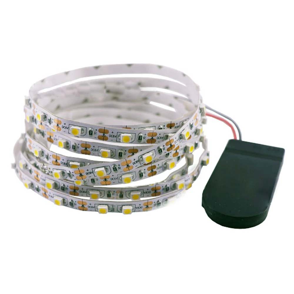 Светодиодная лента DC3V 0 5 м 1 2 светильник 2835 SMD с питанием от аккумулятора гибкая