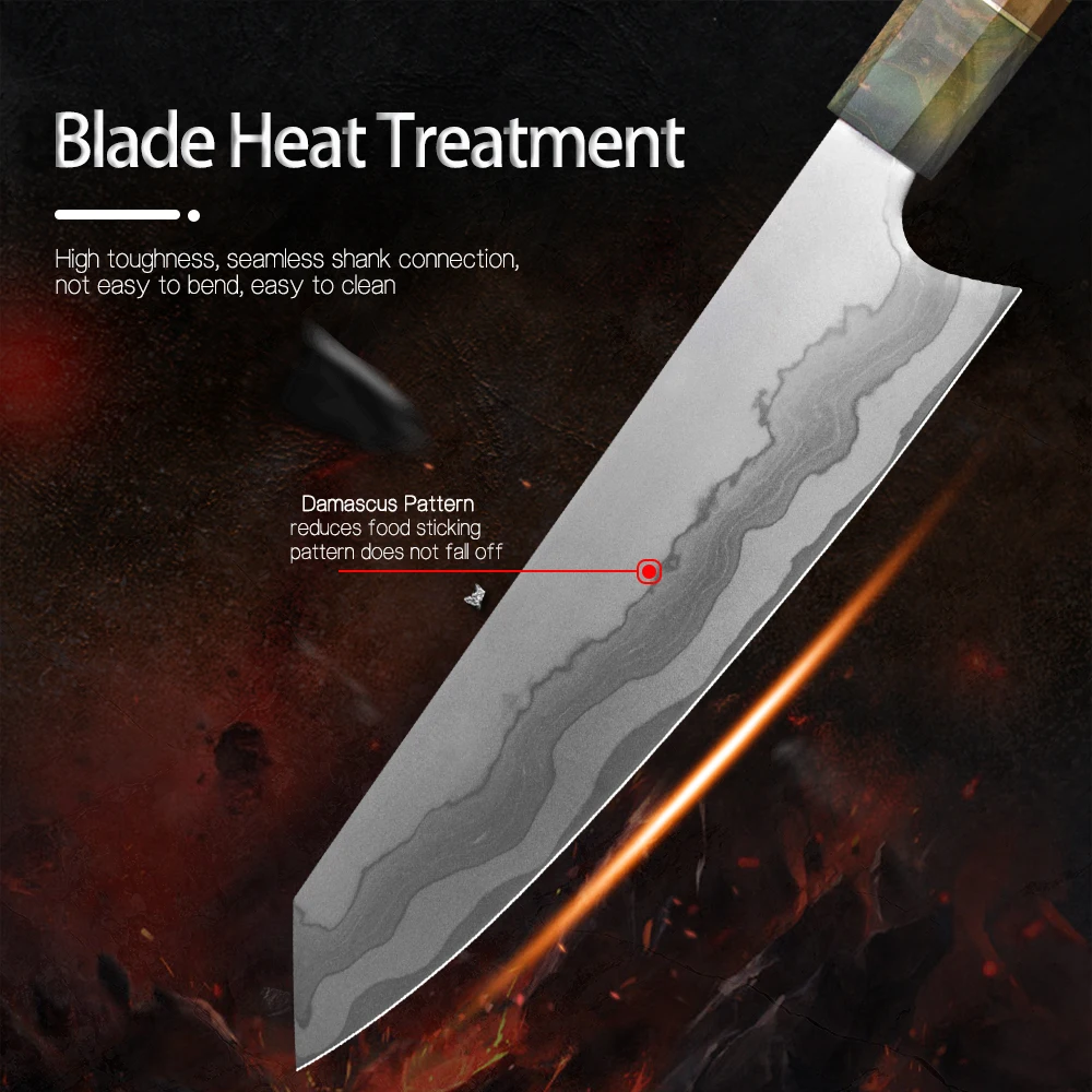 

XYj Damascus Steel Chef's Nakiri Knife 67 Layers Japanese Style Kitchen Knife 8 inch Damascus Cooking Knife Gift Box Free Cover