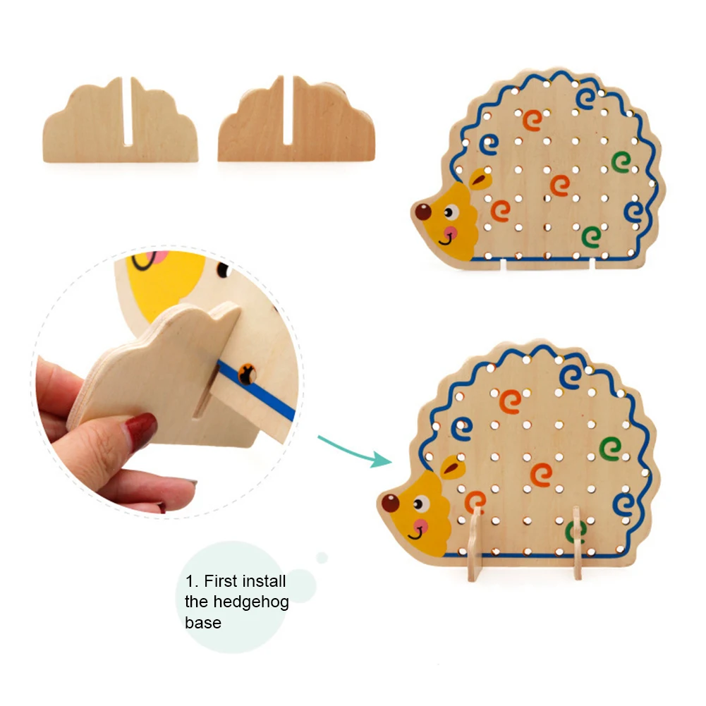 Kids Stringing Beads Toy Lacing Game Wooden Hedgehog Fruits Vegetables Intelligent Educational | Игрушки и хобби