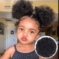 houyan childrens afro bun short kinky curly wrap drawstring ponytail bun with extended synthetic hair small large round hair ac