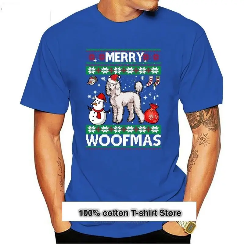

Disfraz-Camiseta para hombre, camiseta negra de Woofmas, caniche de Navidad, perro feliz