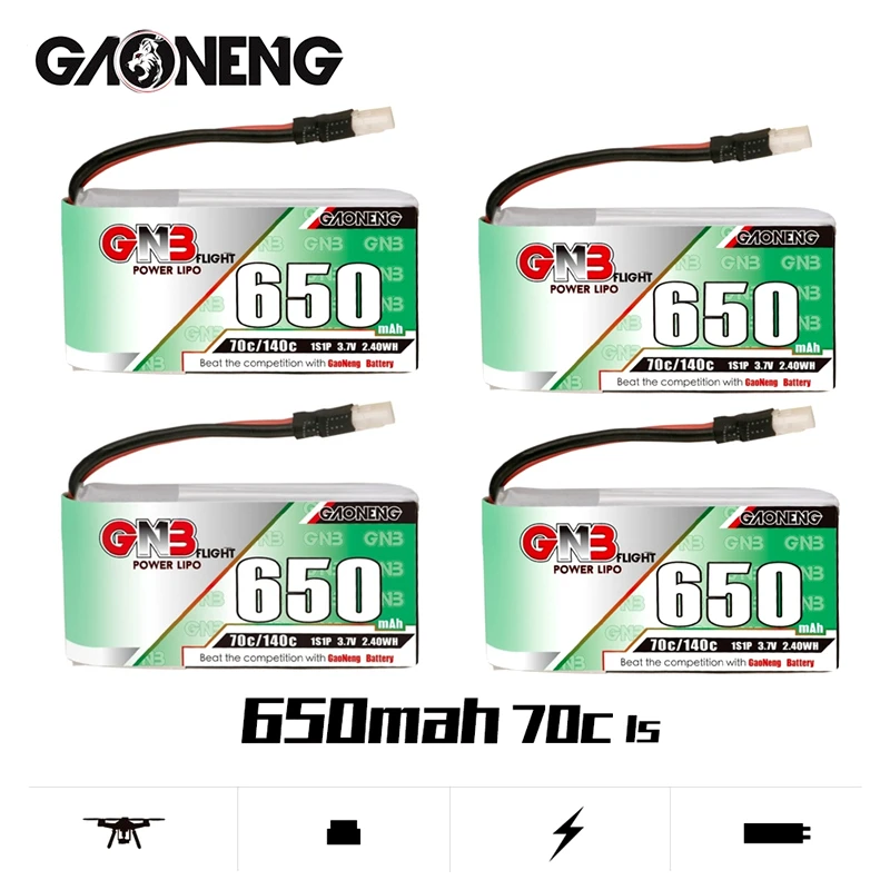 

1-5PCS Gaoneng GNB 1S HV Lipo battery 650mah 3.7V 70C/140C Molex 51005 Plug for Micro Four Axis FPV Drone Helicopter RC Drone