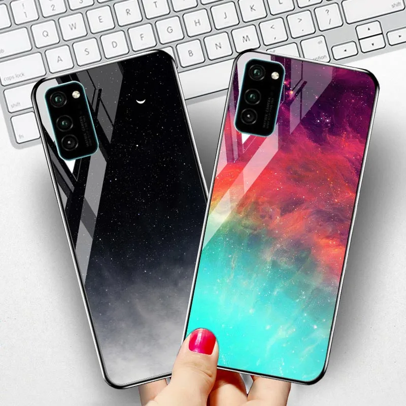 Чехол из закаленного стекла для Honor 30 Pro Plus роскошный бампер со звездой и космосом