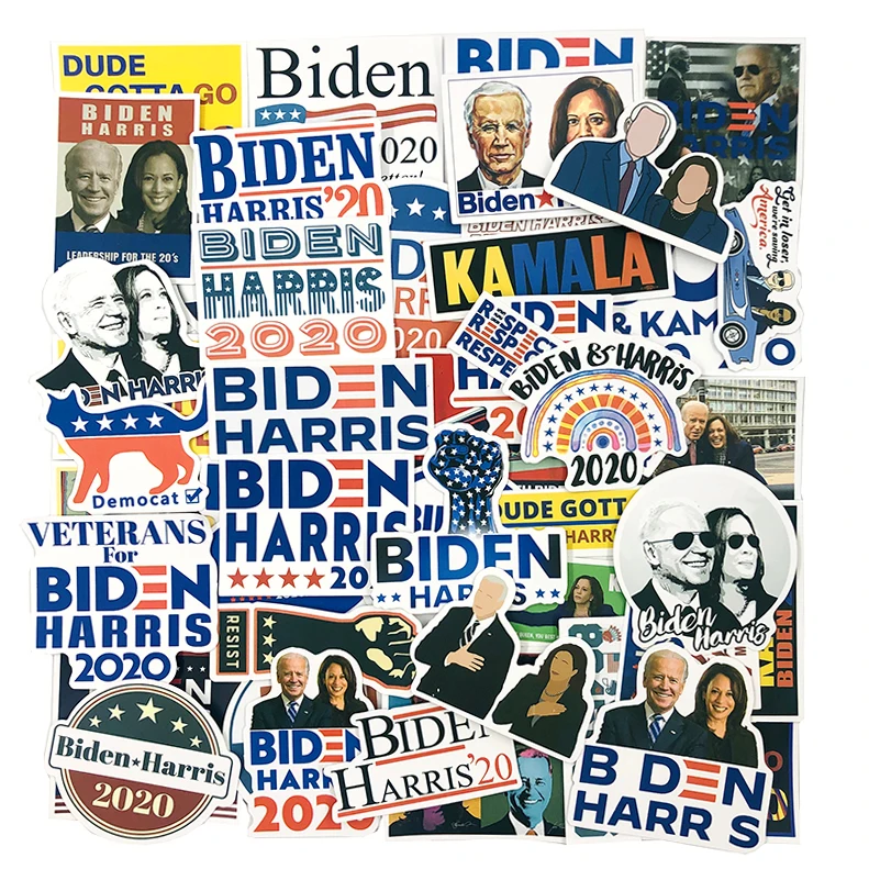 

50Pcs Biden Harris Sticker For Suitcase Scooter Mobile Phone Scrapbook Guitar Refrigerator Motorcycle PVC Graffiti Sticker