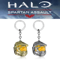 game spaetan asslt halo helmet keychain popular double color metal key pendant game lover decoration gift keyring jewelry