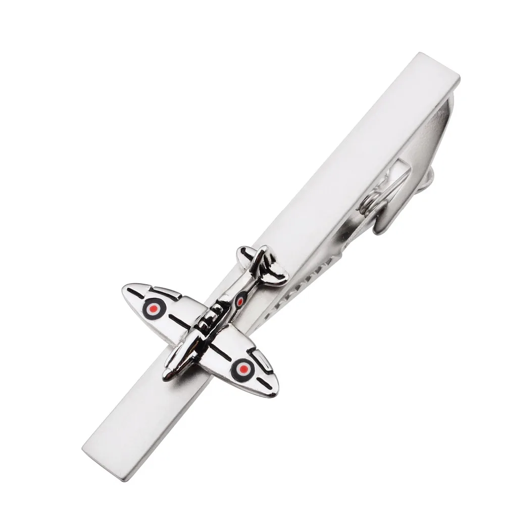 Имитация родиевого покрытия Классический зажим для галстука Spitfire War Airplane дизайн зажим для галстука для мужской галстук с самолетами - Окраска металла: Имитация родиевого покрытия