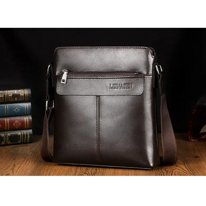 

New Genuine Leather Men Handbags Fashion Solid Color Zipper Handbags Shoulder Vintage Retro Cow Bags Men Messenger Shoulder Bags