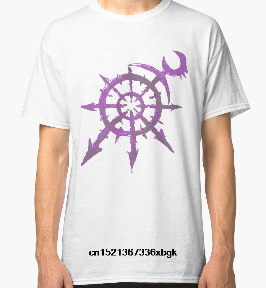 Белая одежда с маркой Хаоса Slaanesh футболка коротким рукавом и круглым вырезом