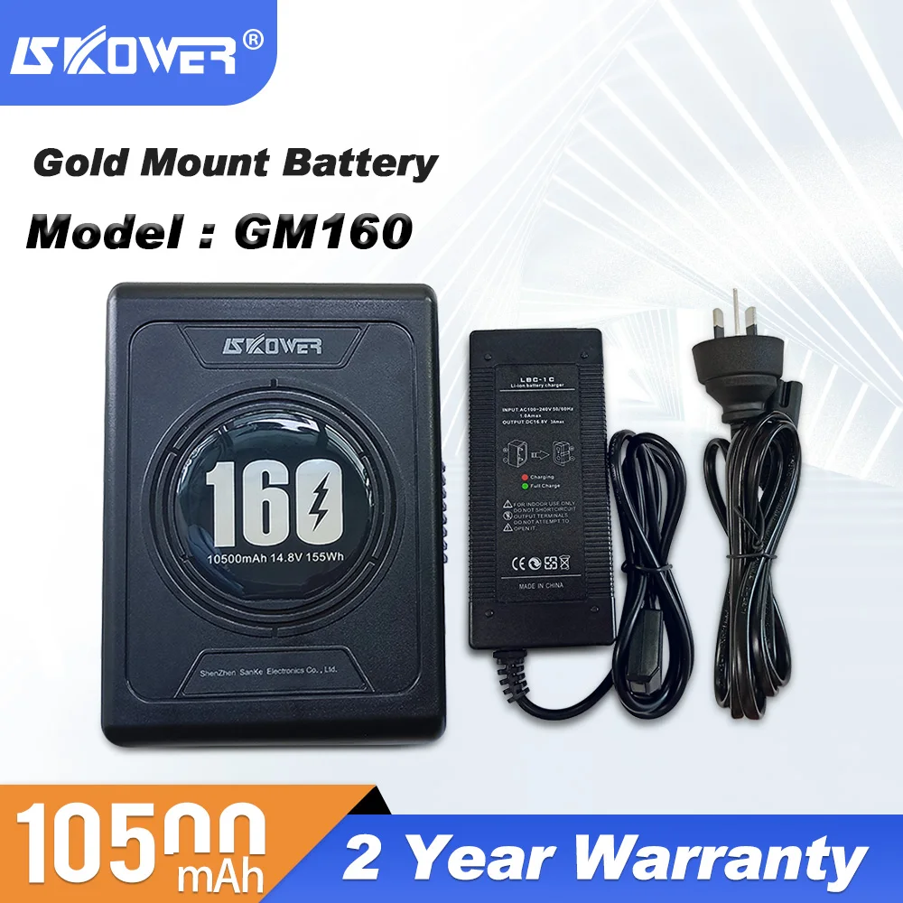 

Аккумулятор SKOWER 14,8 V 155Wh (10500 mAh) с золотым креплением с D-Tap и USB 5V выходом для видеокамеры