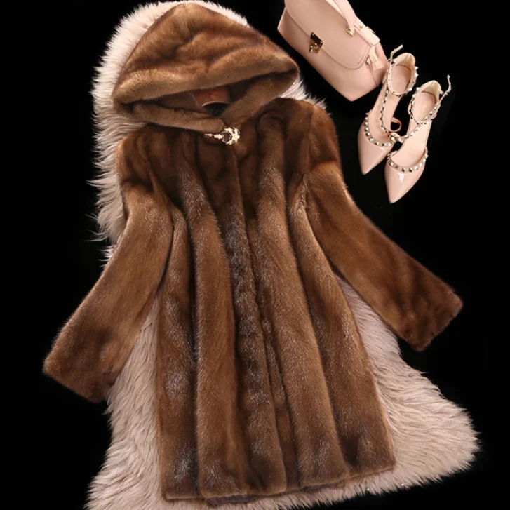 Женская шуба из искусственного меха норки новинка 2020 плюс размер 6XL средняя длина