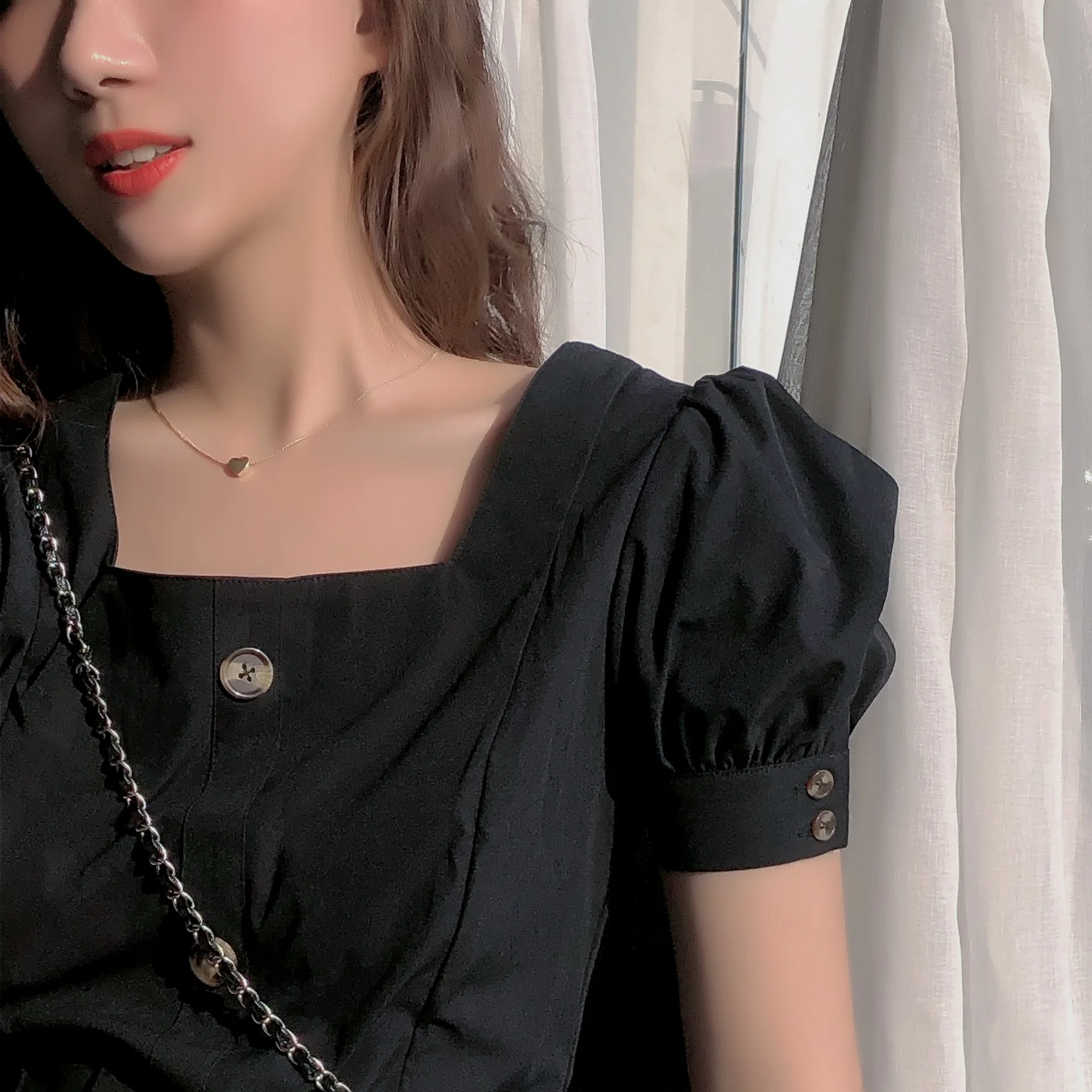 

Retro Square Collar Women's Dress Sweet Skirt Slim Student Skirt