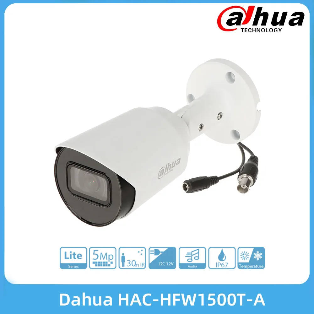 

Dahua HAC-HFW1500T-A 5MP HDCVI IR Bullet Camera Built-in Mic 3.6 2.8mm Fixed Lens Smart IR IP67 HD And SD Output Switchable