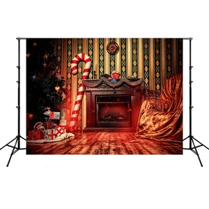Background Christmas Background Cloth Christmas Tree Fireplace Photography Background Cloth