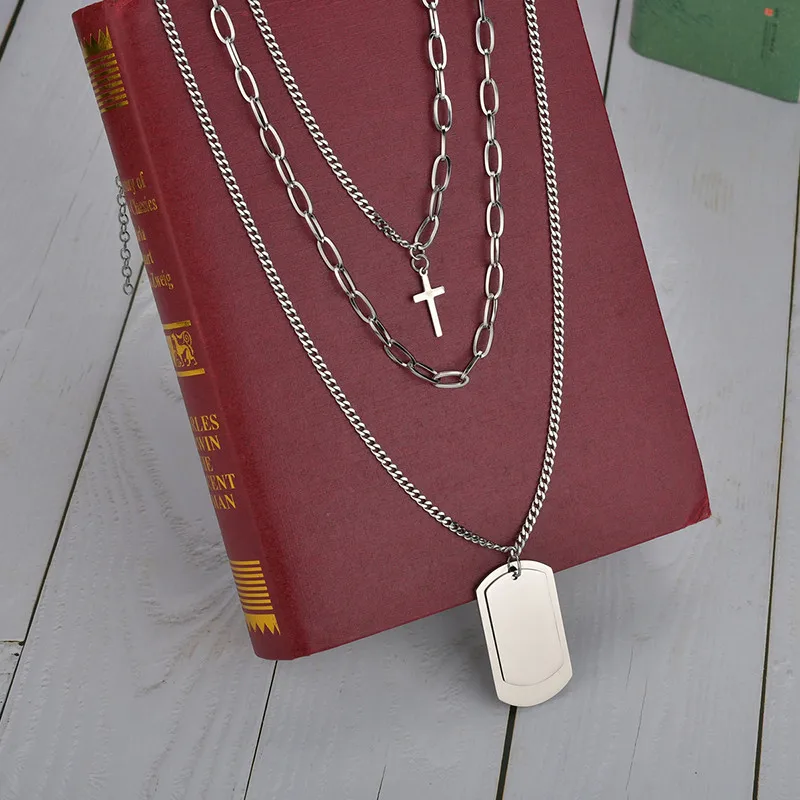 Ожерелье ELSEMODE для мужчин и женщин многослойная подвеска из нержавеющей стали в