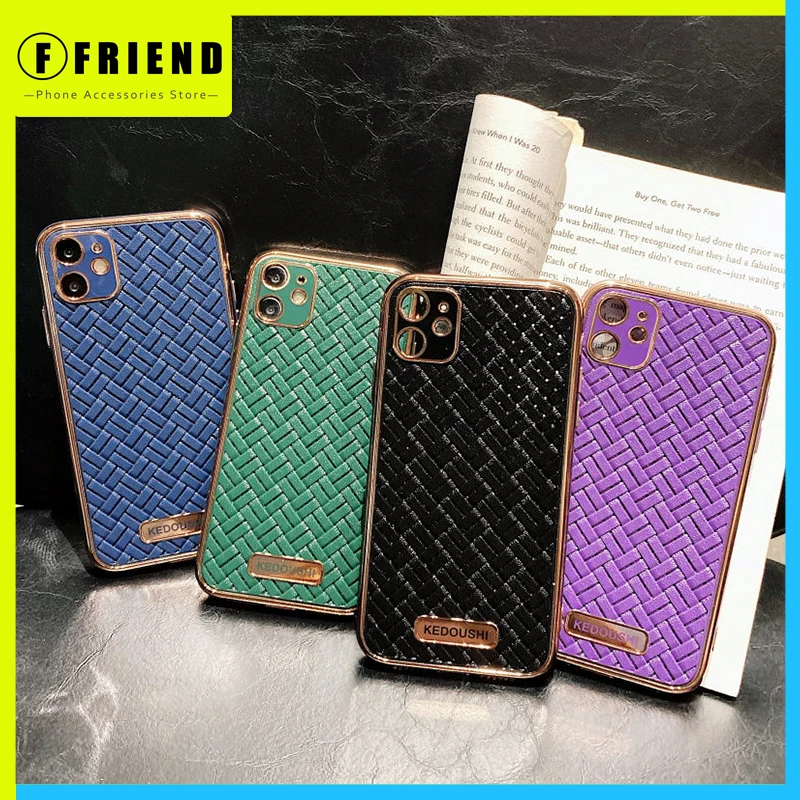 

Luxury Woven Design 11 Gold Plated Phone Case 12 Mini Silicone Shockproof IPhone 8 Soft Xs Xr Max Lovers 7 Plus Relief X Fashion