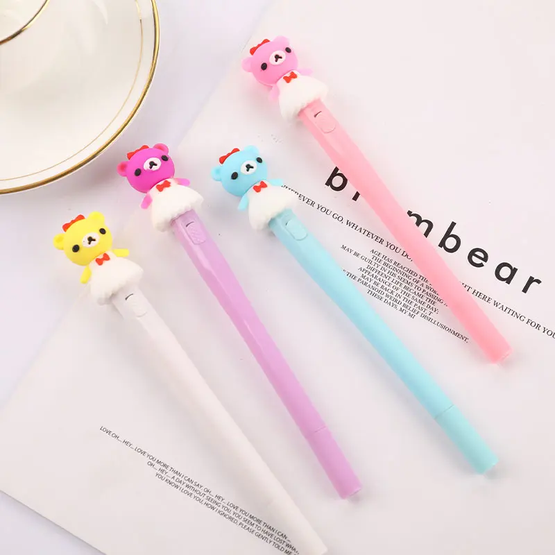 

4Pcs/Set Light Cute Gel Pen for School Students Luminous Gel Pens Kawaii Black Ink Pens for Examination Writing Signature Pens