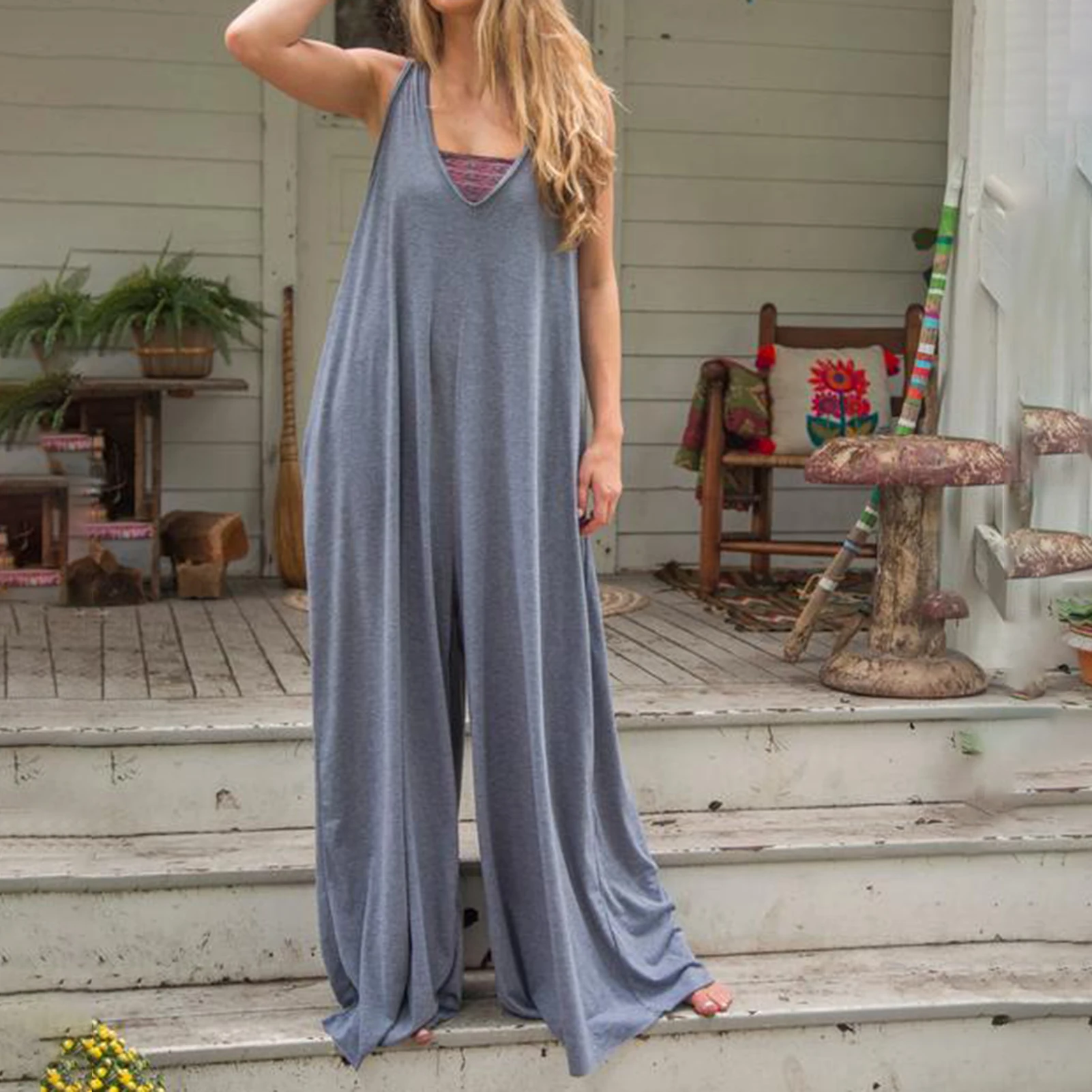 Новый Вязаный комбинезон шикарный Boho Обёрточная бумага стиле Платье с v образным