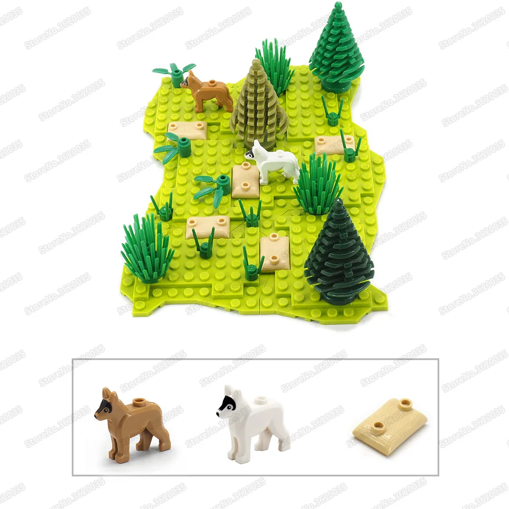 Строительный блок: зеленое растение Лесной патруль животных собака Moc WW2 военные