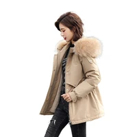 2022 new fashion long winter coat women clothing wool liner hooded parkas slim with fur collar warm winter jacket women