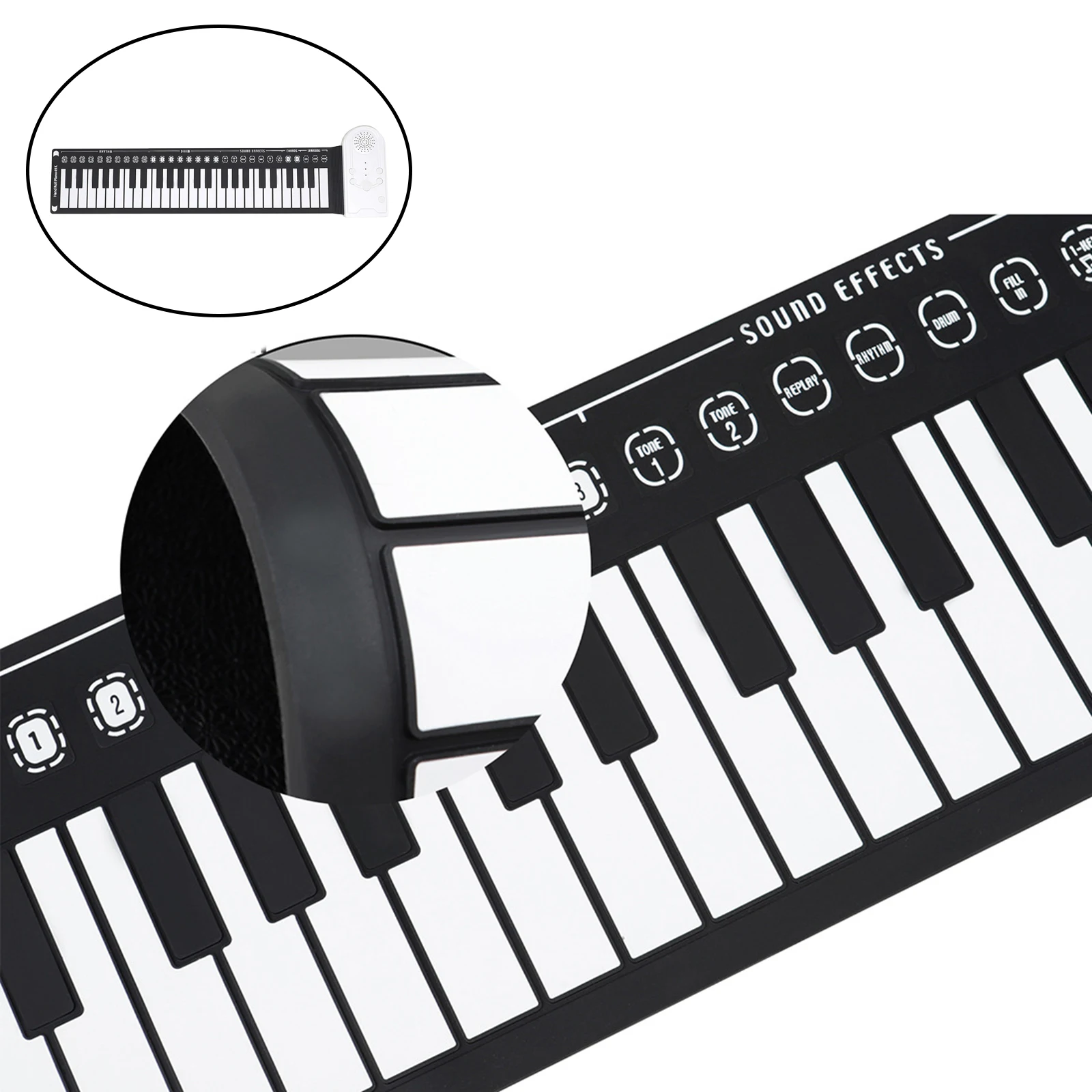 49Keys Flexible Electronic Keyboard Hand Roll Silicone Portable Piano Organ Up |