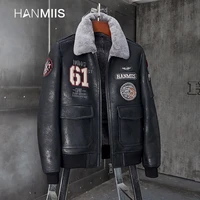 hanmiis 61 military sheepskin leather jacket mens leather furjacketsbomber jacketmen clothingmotorcyclewinter men