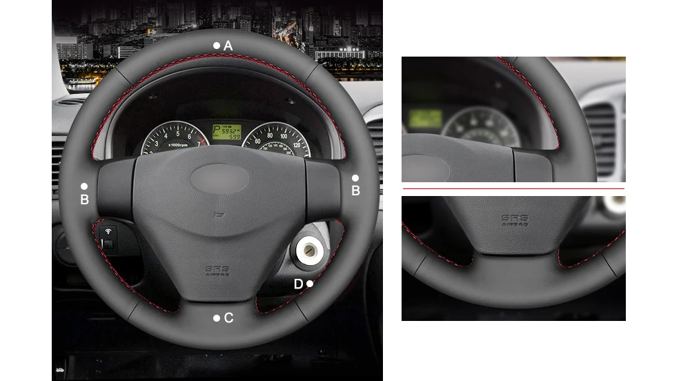 MEWANT черный искусственный кожаный чехол рулевого колеса автомобиля для hyundai Getz(подтяжка лица) 2005-2011 Accent 2006-2011 Kia Rio Rio5