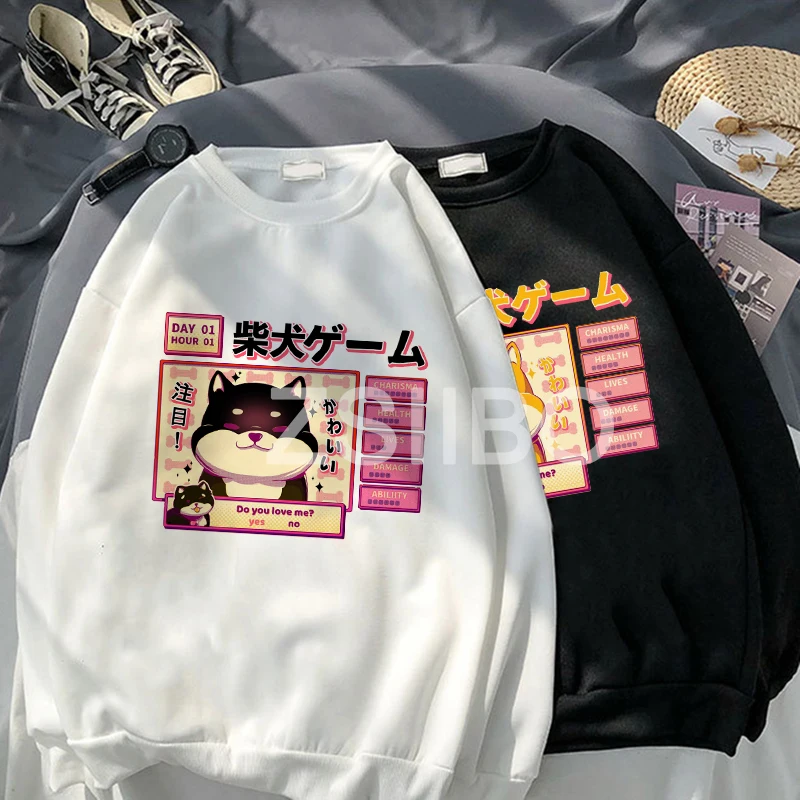 

Aesthetic Camisas Mujer Harajuku Clothing Tops Kawaii Cute Shiba Inu Doge Print Winter Korean Streetwear Women casual Sweatshirt