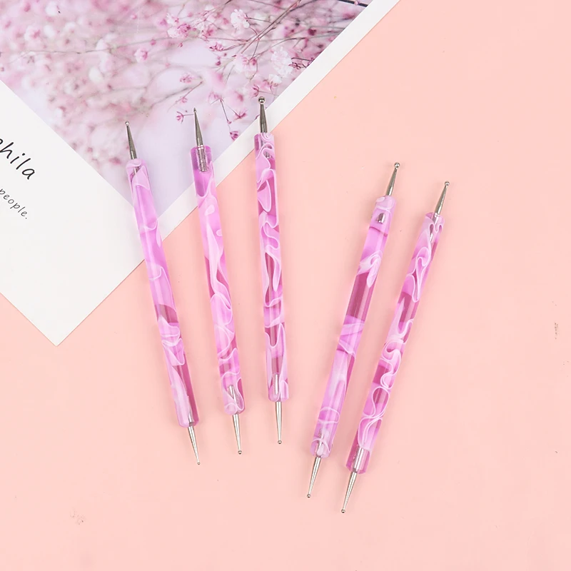 

5 Pcs Nail Dotting Pen Marbleizing 2-ends DIY Decoration Manicure Nail Art Tool Pink