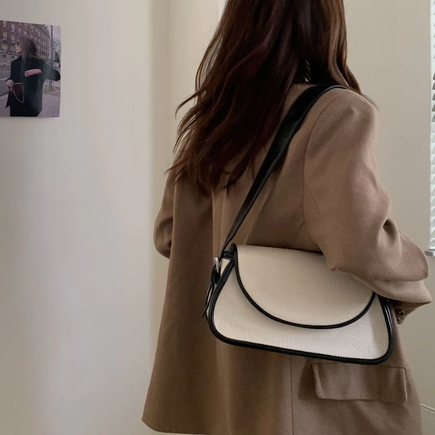 

Fahsion Crocodile Pattern Women Small Square Shoulder Bag PU Leather Female Underarm Bags Retro Ladies Purse Handbags