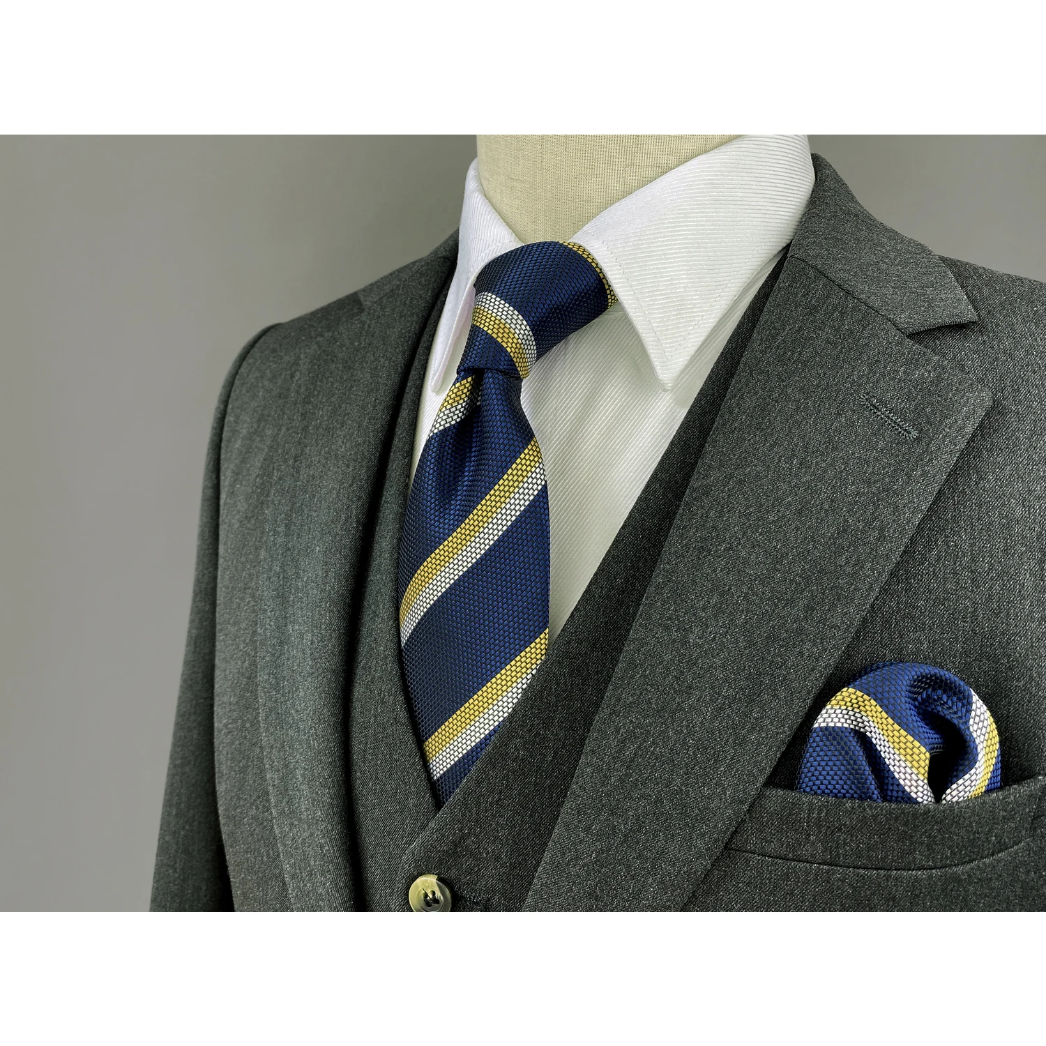 

Navy Blue Necktie Set Party Wedding Ties for Men Classic Acceossories Pocket Square Paisley Silk