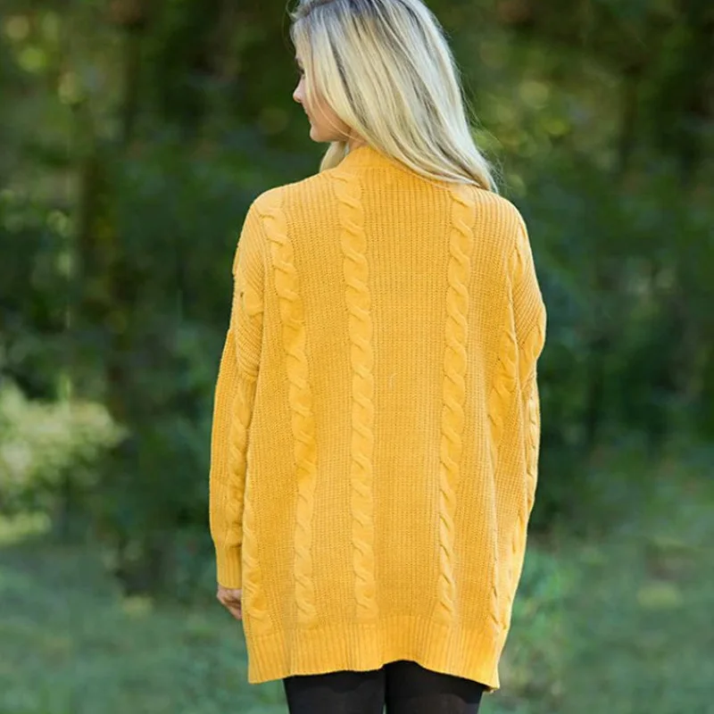 Модный длинный вязаный женский кардиган с рукавом летучая мышь большого размера