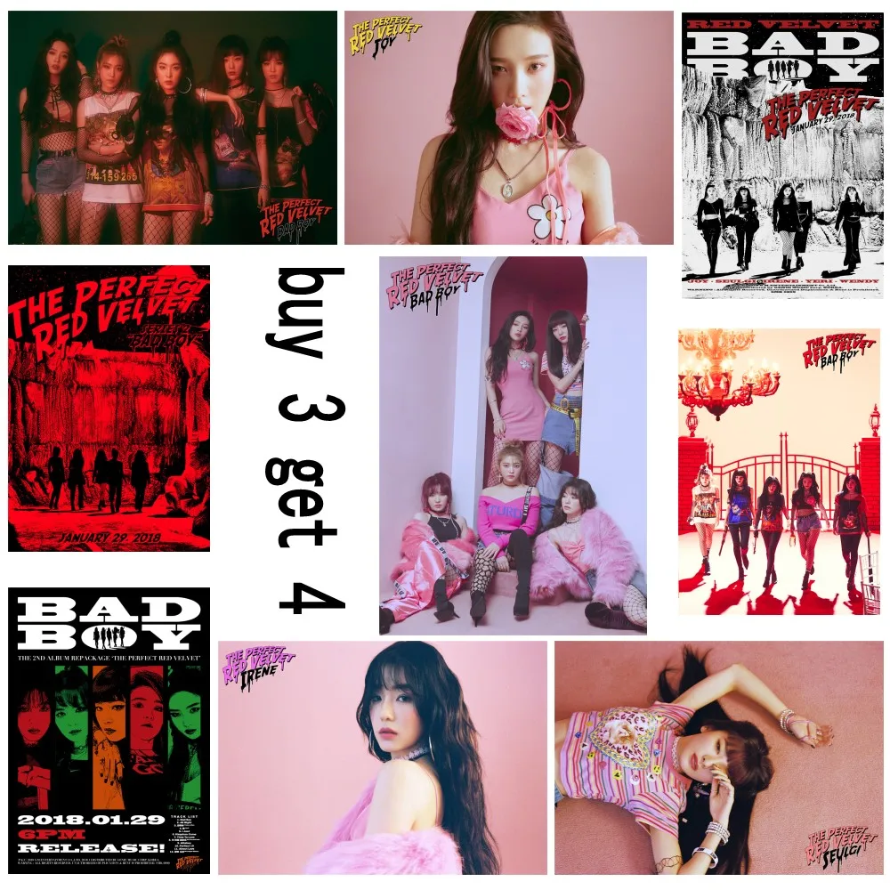 K Pop бумажные плакаты с красным бархатным покрытием The Perfect Bad Boy настенные наклейки