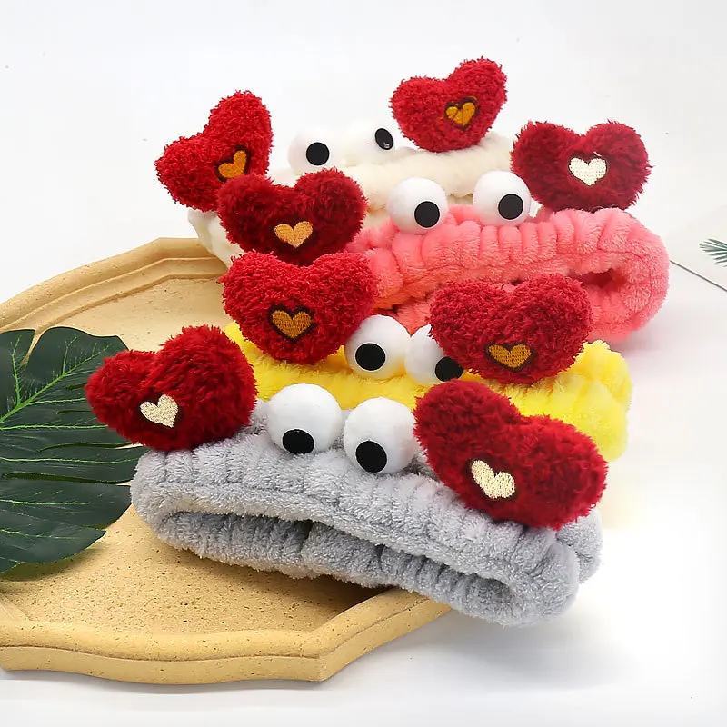 

Новинка 2021, модная повязка на голову с рисунком лица, вышитая искусственная плюшевая повязка на голову, японский милый ободок