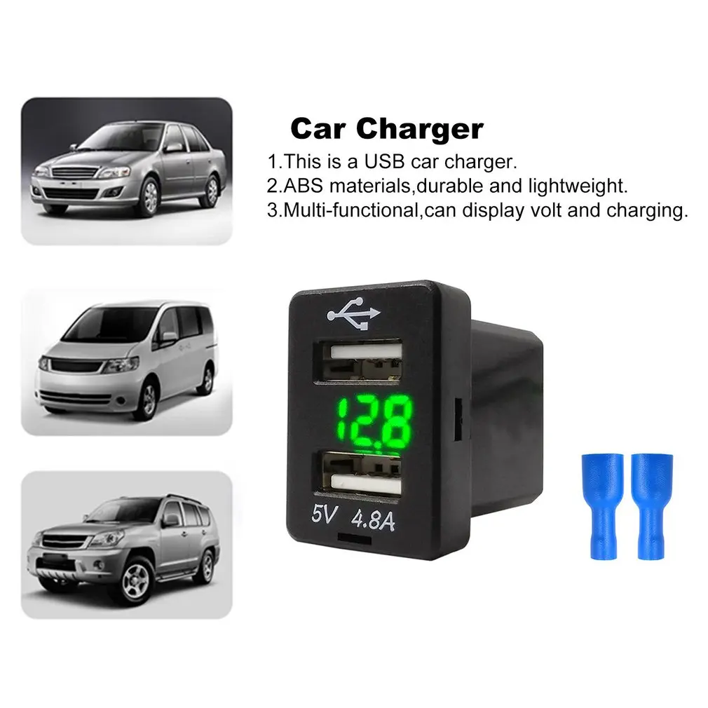 4.8A автомобильное зарядное устройство с двумя usb-портами светодиодный дисплей