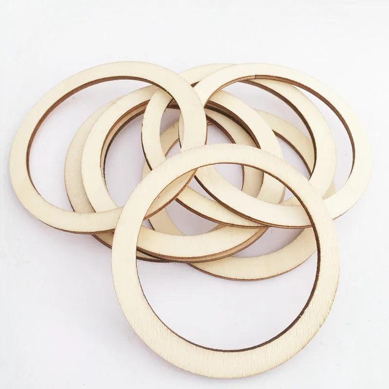 

10pcs 50mm Unfinished Wooden Round Rings Circle Ornaments Blank Wooden Flat Slices for Painting, Pyrography, Home Decorations