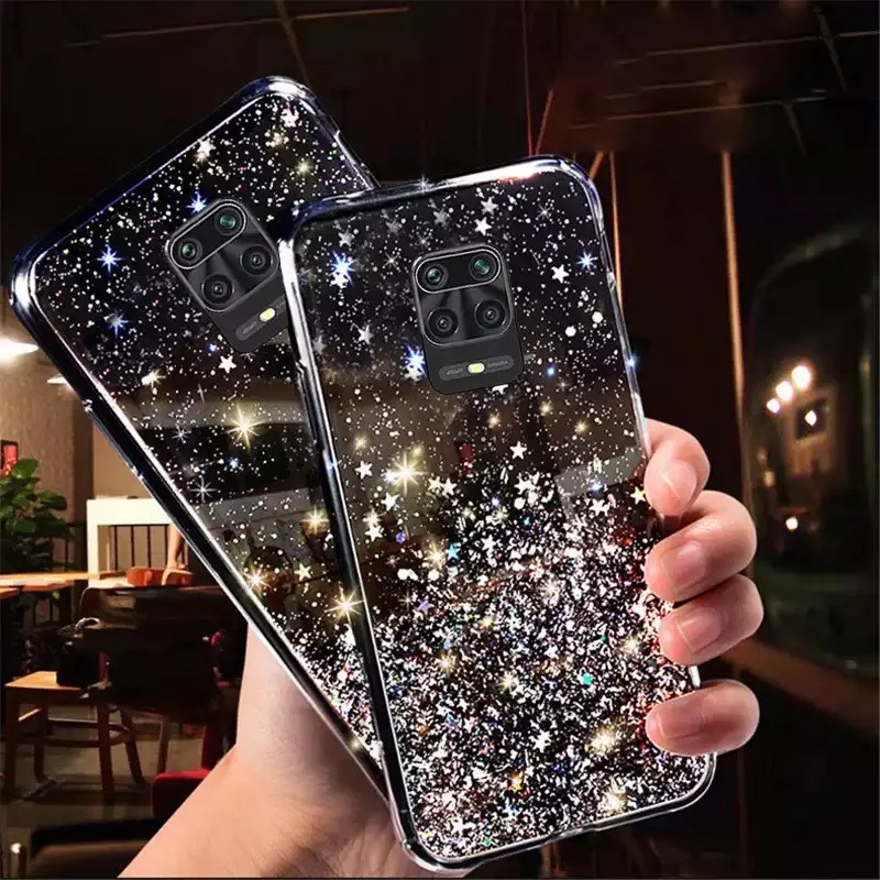 LOVECOM Glitter Phone Cases For Xiaomi Redmi Note 11 10 Pro 9 8 9S Cover Xiaomimi 11T POCO X3 NFC M3 Fundas | Мобильные телефоны и