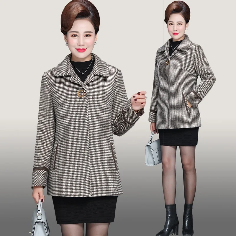 Женская Осенняя шерстяная смесь куртка 2019 Мода темперамент мать одежда