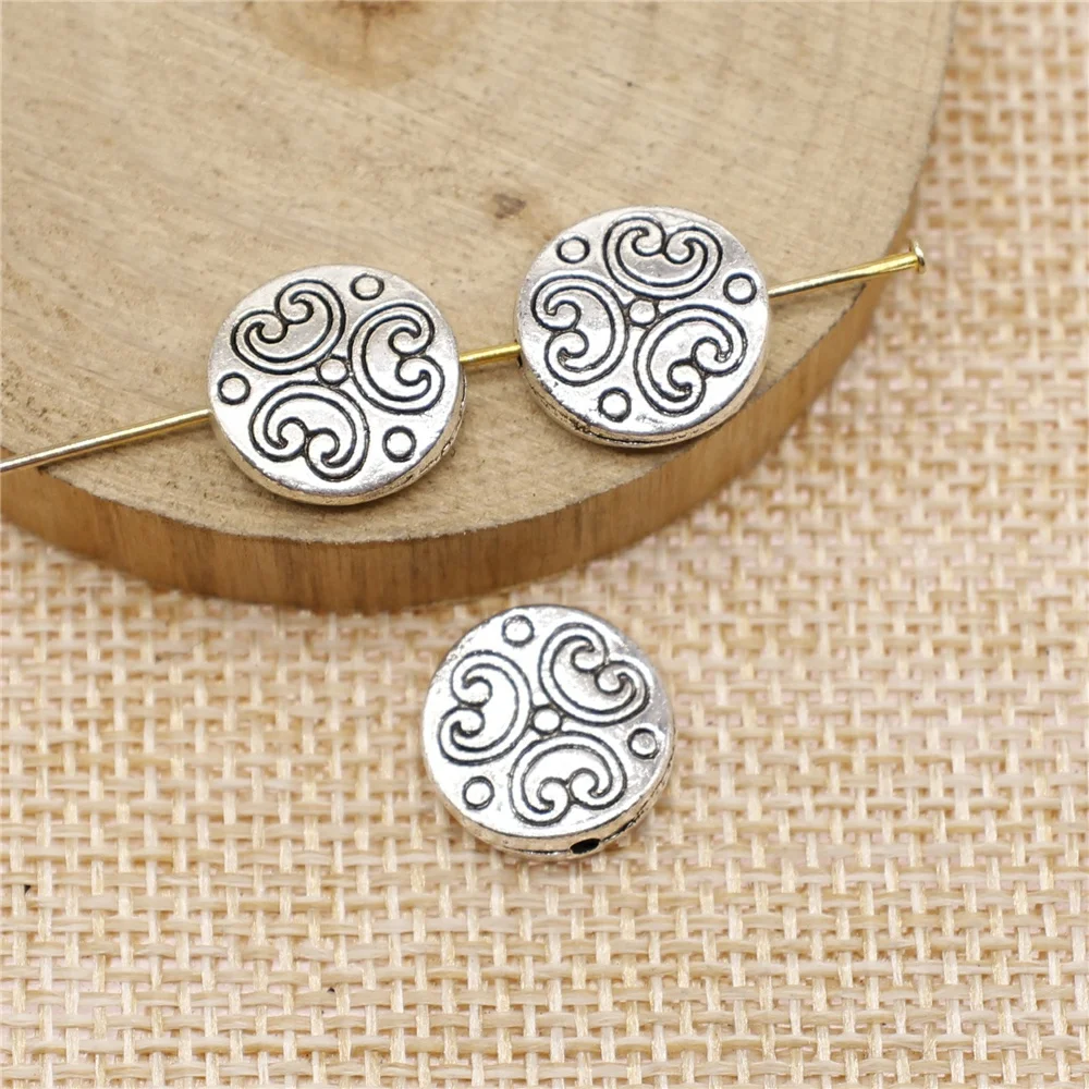 

free shipping 28pcs 13mm antique silver bead charms diy retro jewelry fit Earring keychain hair card pendant accessories