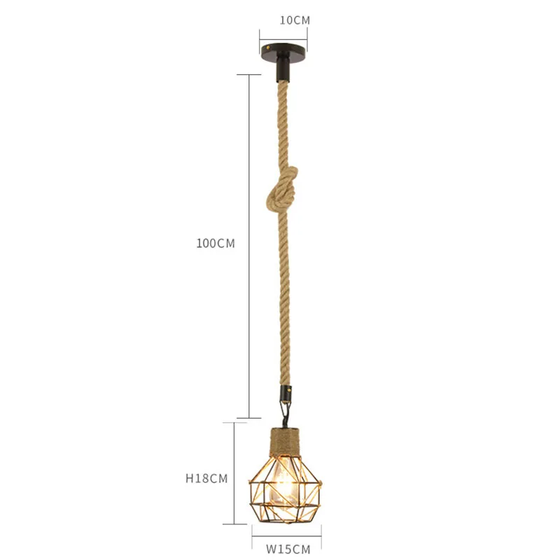 

Hemp Chandelier Pendant Lights Loft Hanging Lamp Kitchen Fixture Living Room Dining Room Furniture Bar Restaurant Home Deco E27