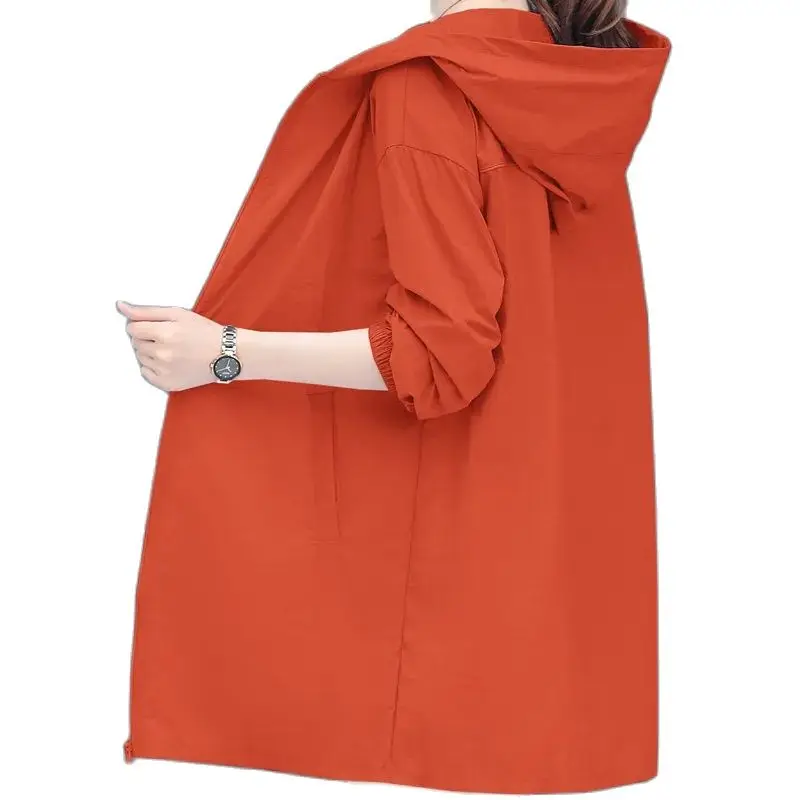 

Large Size 6XL Hoody Windbreaker Women Anti-ultraviolet 2021 Female New Summer Sun Protection Clothing Short Loose Thin Coat C