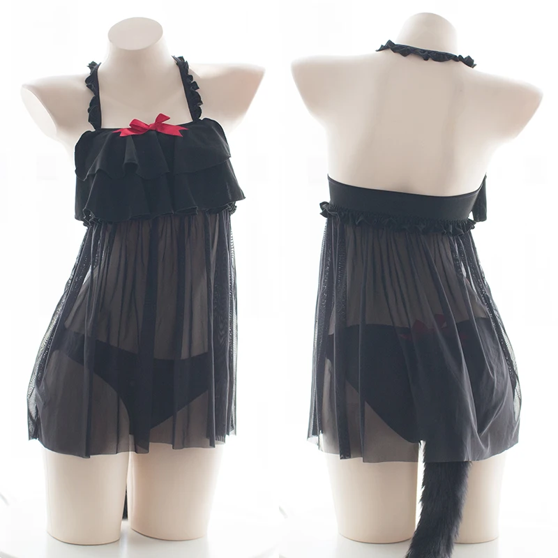 

Japanese Anime Kitty Costume Lolita Underwear Set Sexy Lingerie Cat Cosplay Lace Bow Bra Shorts Erotic Sleepwear Wildcat Uniform