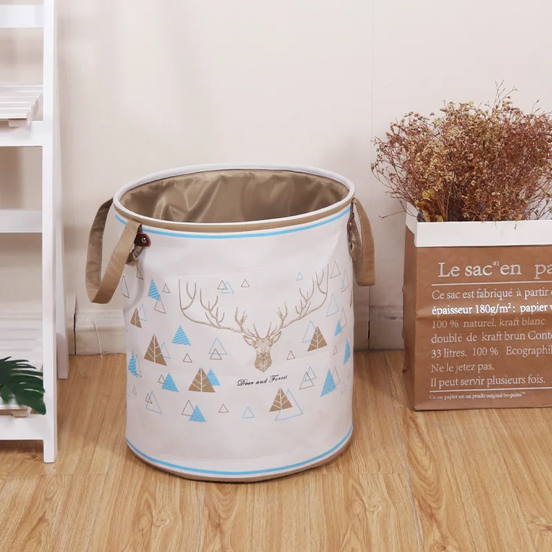 Cotton Linen EVA Large Laundry Basket Hamper Foldable Dirty Clothes Storage Organizer Kids Room Toys Bin 36x38cm | Дом и сад