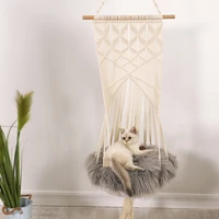 cat swing cage bed handmade hanging sleep chair seats tassel cats toy cotton rope macrame tassel house pets supplies
