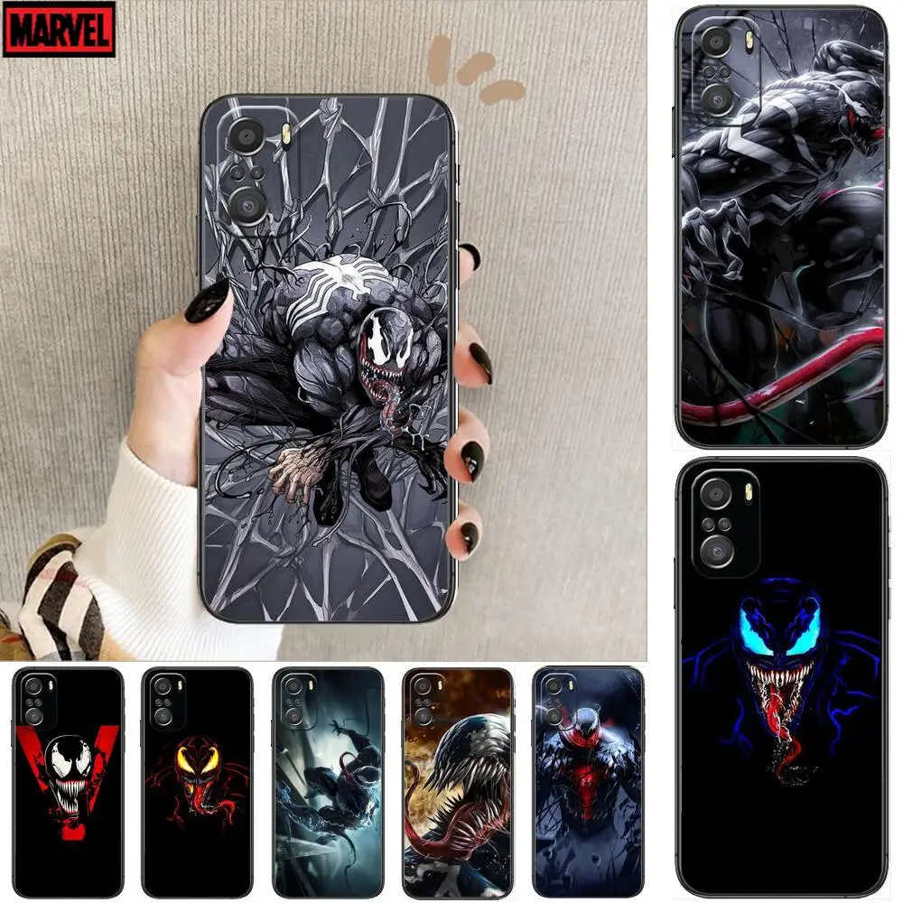 

2021 Marvel Venom cartoon Phone Case For XiaoMi Redmi Note 10 9 9s 8 7 6 5 A Pro s T Black Cover Silicone Back Pre style