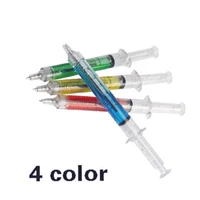 4 pcs ballpoint pen with liquid syringe injector shape office stationery school accessories press pen students writing tools